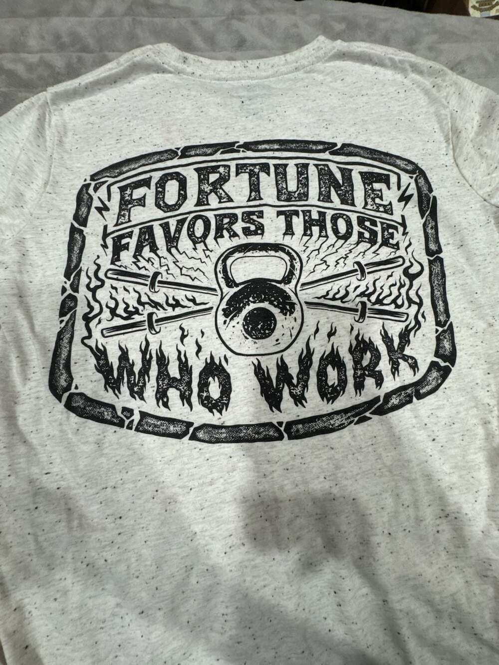 The Lift Box Fortune Favors Those Who Work Speckled T-Shirt